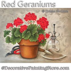 Red Geraniums Painting Pattern PDF DOWNLOAD - Donna Hodson