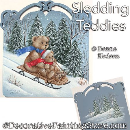 Sledding Teddies Painting Pattern PDF DOWNLOAD - Donna Hodson
