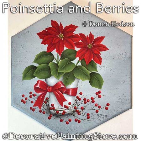 Poinsettia and Berries Painting Pattern PDF DOWNLOAD - Donna Hodson