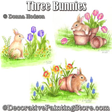 Three Bunnies Painting Pattern - Donna Hodson
