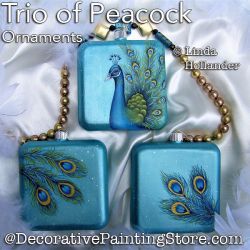 Trio of Peacock Ornaments Painting Pattern PDF DOWNLOAD - Linda Hollander
