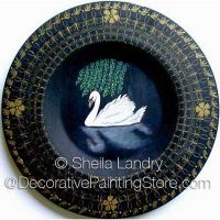 Swan Plate with Zhostovo Strokework Border ePattern - Sheila Landry