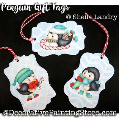 Christmas Penguin Gift Tag Ornaments ePattern - Sheila Landry - PDF DOWNLOAD