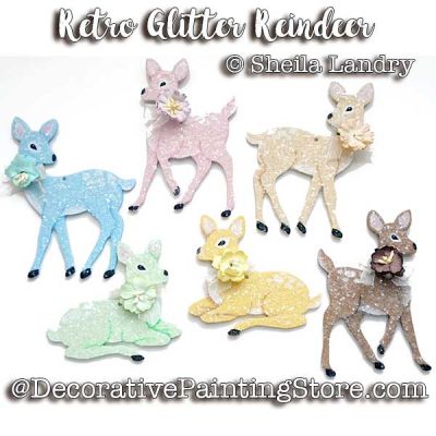 Retro Glitter Deer Ornaments ePattern - Sheila Landry - PDF DOWNLOAD
