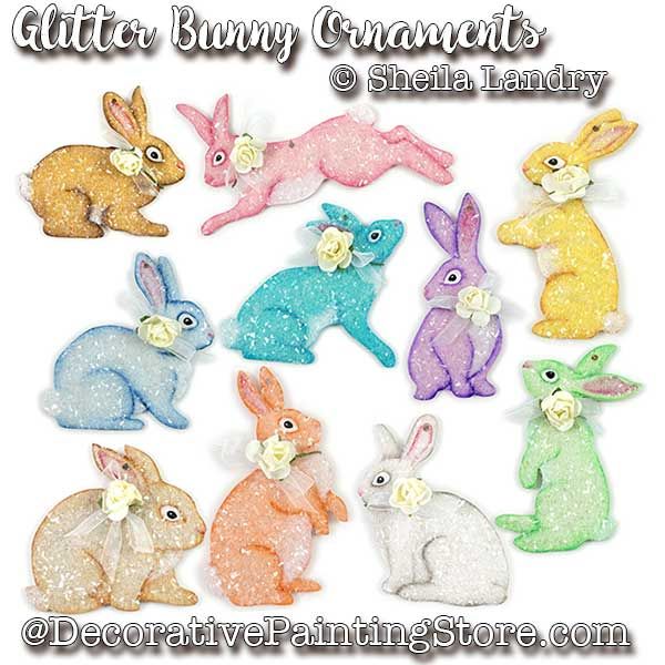 Glitter Bunny Ornaments ePattern - Sheila Landry - PDF DOWNLOAD