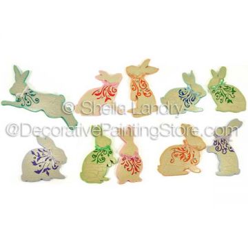 Ten Summertime Strokework Bunnies ePattern - Sheila Landry
