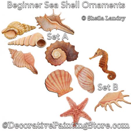 10 Beginner Seashell Ornaments Painting Pattern - Sheila Landry
