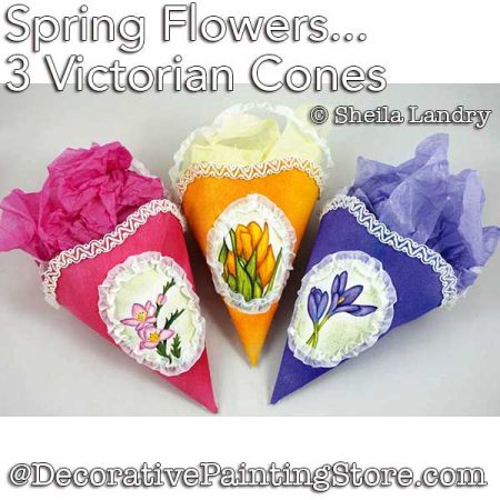 Spring Flowers Three Victorian Cones ePattern - Sheila Landry