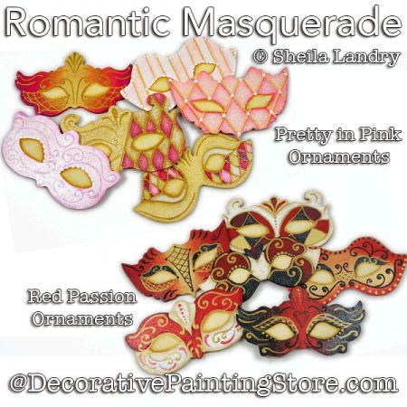 Romantic Masquerade Mask Ornaments ePattern - Sheila Landry