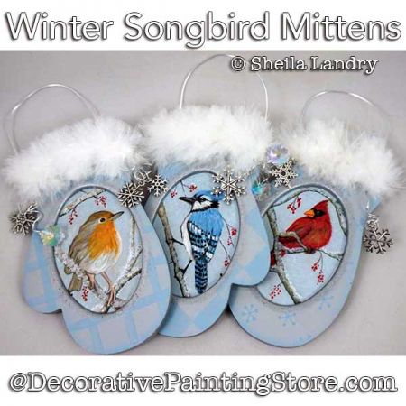 Winter Songbird Mitten Ornaments ePattern - Sheila Landry