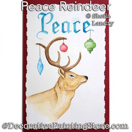 Peace Reindeer Watercolor Card ePattern - Sheila Landry