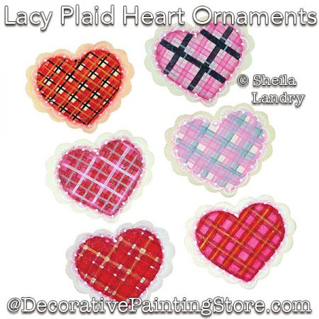 Lacy Plaid Heart Ornaments ePattern - Sheila Landry