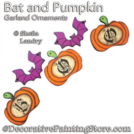 Bat and Pumpkin Garland Painting Pattern - Sheila Landry