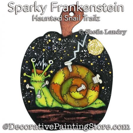 Sparky Frankenstein Haunted Snail Trailz Ornament Painting Pattern - Sheila Landry