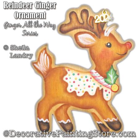 Reindeer Ginger Ornament - Ginger All the Way Series Painting Pattern - Sheila Landry