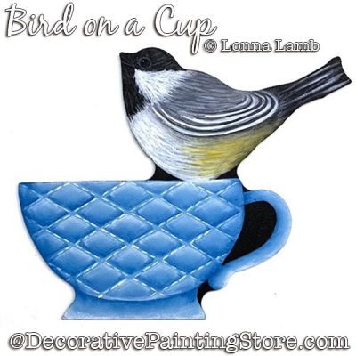 Bird on a Cup DOWNLOAD Painting Pattern - Lonna Lamb