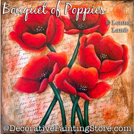 Bouquet of Poppies PDF DOWNLOAD Painting Pattern - Lonna Lamb