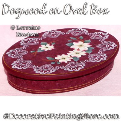 Dogwood on Oval Box Painting Pattern PDF DOWNLOAD - Lorraine Morison