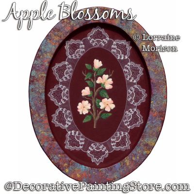 Apple Blossoms on Oval Box Painting Pattern PDF DOWNLOAD - Lorraine Morison