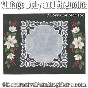 Vintage Doily and Magnolias Painting Pattern - Lorraine Morison