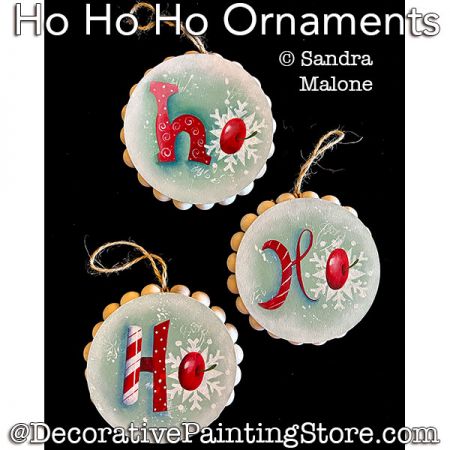 Ho Ho Ho Ornaments Painting Pattern PDF DOWNLOAD -Sandra Malone
