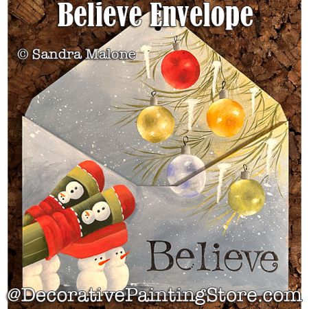 Believe Gift Card Holder Ornament Painting Pattern -Sandra Malone