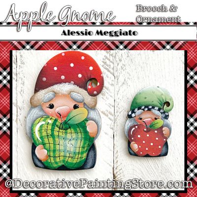 Apple Gnome (A) Brooch and Ornament Painting Pattern PDF DOWNLOAD - Alessio Meggiato