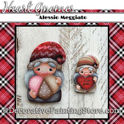 Heart Gnomes (G) Brooch and Ornament Painting Pattern PDF DOWNLOAD - Alessio Meggiato