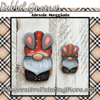 Rabbit Gnomes (H) Brooch and Ornament Painting Pattern PDF DOWNLOAD - Alessio Meggiato