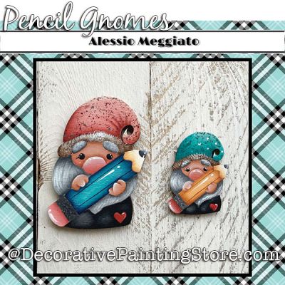 Pencil Gnomes (I) Brooch and Ornament Painting Pattern PDF DOWNLOAD - Alessio Meggiato