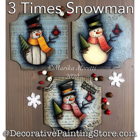 3 Times Snowman Painting Pattern PDF DOWNLOAD - Marika Moretti