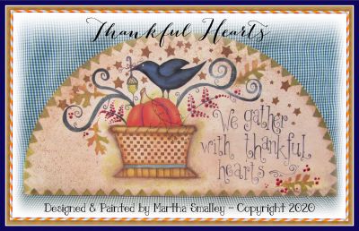 Thankful Hearts Door Crown (Crow and Pumpkin) Painting Pattern DOWNLOAD - Martha Smalley