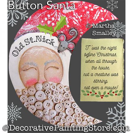 Button Santa Painting Pattern DOWNLOAD - Martha Smalley