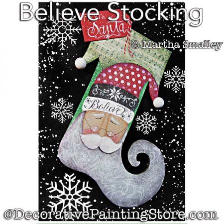 Believe Stocking Painting Pattern DOWNLOAD - Martha Smalley