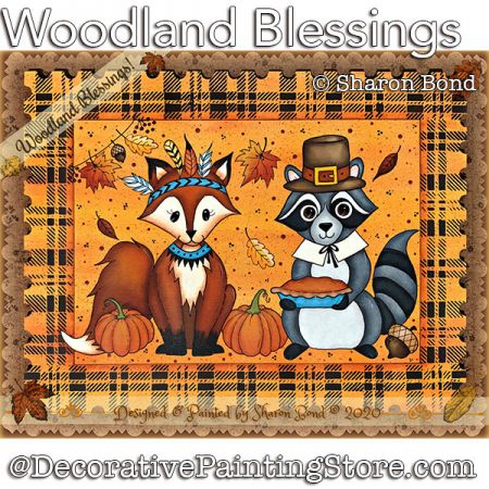 Woodland Blessings (Fox / Raccoon) Painting Pattern DOWNLOAD  - Sharon Bond