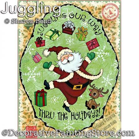 Juggling Santa Plaque Painting Pattern DOWNLOAD  - Sharon Bond