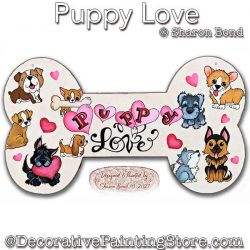 Puppy Love Plaque Painting Pattern DOWNLOAD  - Sharon Bond
