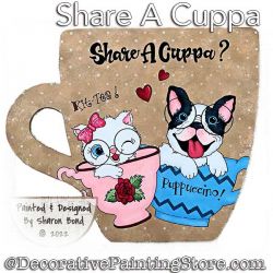 Share A Cuppa Plaque Painting Pattern DOWNLOAD  - Sharon Bond