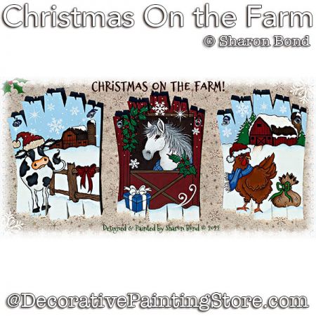 Christmas on the Farm Painting Pattern DOWNLOAD  - Sharon Bond