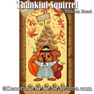 Thankful Squirrel Plaque Painting Pattern - Sharon Bond