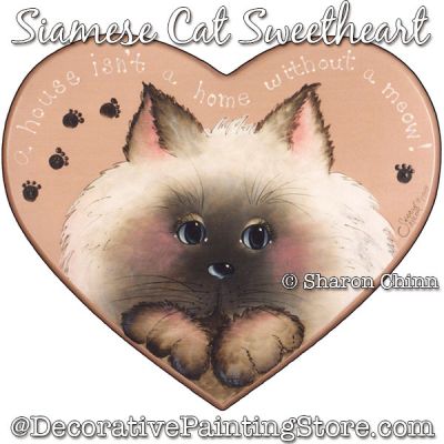 Siamese Cat Heart Painting Pattern - Sharon Chinn