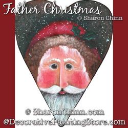 Father Christmas Prim Heart Painting Pattern - Sharon Chinn