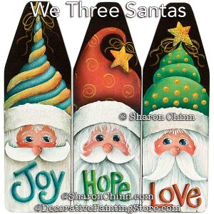 We Three Santas Mini Ironing Board Ornaments  Painting Pattern - Sharon Chinn