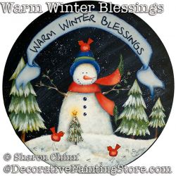 Warm Winter Blessings Snowman  Painting Pattern - Sharon Chinn