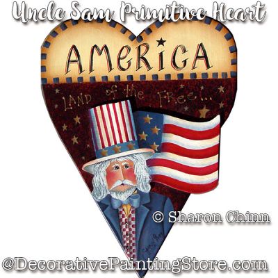 Uncle Sam Primitive Heart Painting Pattern - Sharon Chinn