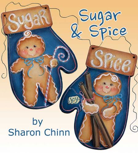 Sugar and Spice Ginger Mitten Ornaments Painting Pattern BY MAIL - Sharon Chinn