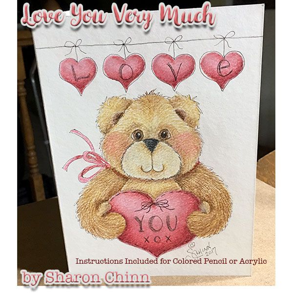 Love You Beary Much (Pencil or Acrylic) Painting Pattern By Mail - Sharon Chinn