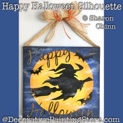 Happy Halloween Silhouette Sign Painting Pattern - Sharon Chinn