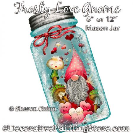 Frosty Love Gnome Mason Jar DOWNLOAD Painting Pattern - Sharon Chinn