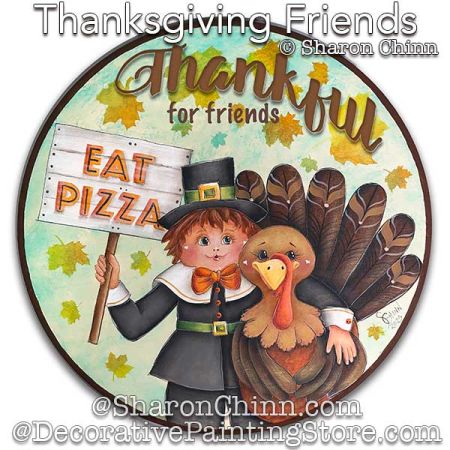 Thanksgiving Friends Door Round Painting Pattern - Sharon Chinn